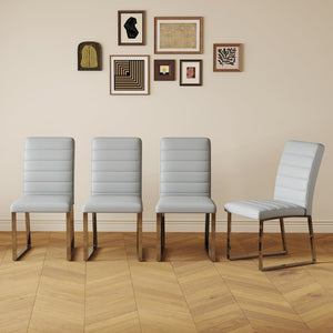 English Elm 4-Pack PU Leather Dining Chairs with Iron Frame and Thick Foam Cushions for Home Office W2920P294514