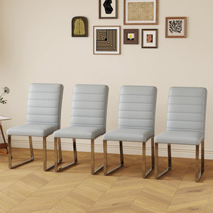 English Elm 4-Pack PU Leather Dining Chairs with Iron Frame and Thick Foam Cushions for Home Office W2920P294514