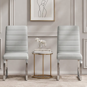 English Elm 2-Pack PU Leather Dining Office Chairs with Thick Foam Cushions and Iron Legs W2920P294515