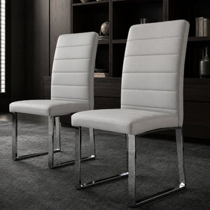 English Elm 2-Pack PU Leather Dining Office Chairs with Thick Foam Cushions and Iron Legs W2920P294515