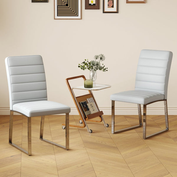 English Elm 2-Pack PU Leather Dining Office Chairs with Thick Foam Cushions and Iron Legs W2920P294515