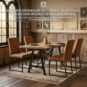 English Elm 4-Pack PU Leather Dining Chairs with Iron Frame and Thick Foam Cushion for Home Office W2920P294524