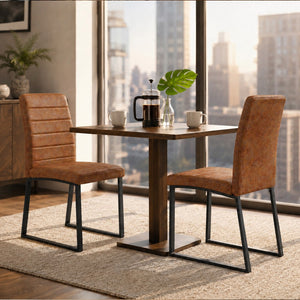English Elm 2-Pack PU Leather Dining Office Chairs with Foam Cushion and Polished Iron Legs W2920P294525