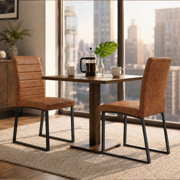 English Elm 2-Pack PU Leather Dining Office Chairs with Foam Cushion and Polished Iron Legs W2920P294525