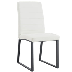 English Elm 2-Pack PU Leather Square Silhouette Chairs with Foam Cushioning and Matte Iron Legs Black White W2920P411147
