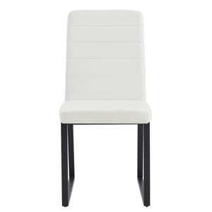 English Elm 2-Pack PU Leather Square Silhouette Chairs with Foam Cushioning and Matte Iron Legs Black White W2920P411147