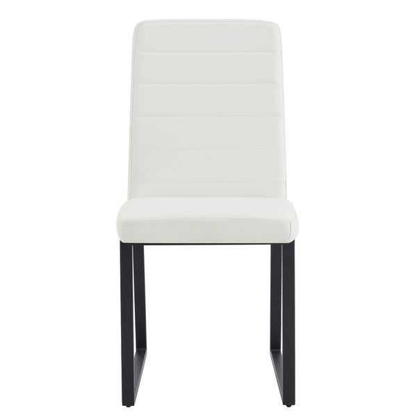 English Elm 2-Pack PU Leather Square Silhouette Chairs with Foam Cushioning and Matte Iron Legs Black White W2920P411147
