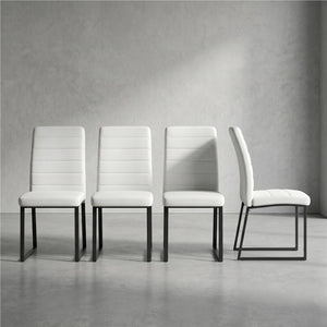 English Elm 4-Pack PU Leather Dining Office Chairs with Foam Cushion and Iron Legs Modern Set Black White W2920P411148