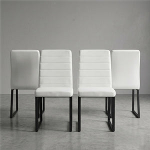 English Elm 4-Pack PU Leather Dining Office Chairs with Foam Cushion and Iron Legs Modern Set Black White W2920P411148