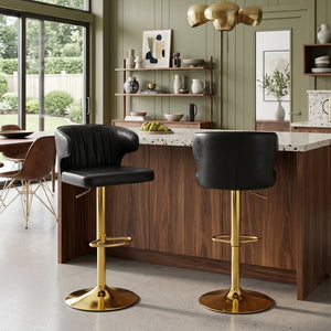 English Elm Modern Pu Leather Swivel Barstool with High Back Padded Seat for Kitchen Counter Black W2920P419844
