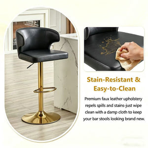 English Elm Modern Pu Leather Swivel Barstool with High Back Padded Seat for Kitchen Counter Black W2920P419844