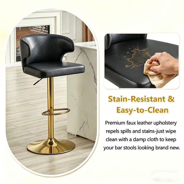 English Elm Modern Pu Leather Swivel Barstool with High Back Padded Seat for Kitchen Counter Black W2920P419844