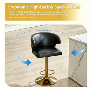 English Elm Modern Pu Leather Swivel Barstool with High Back Padded Seat for Kitchen Counter Black W2920P419844