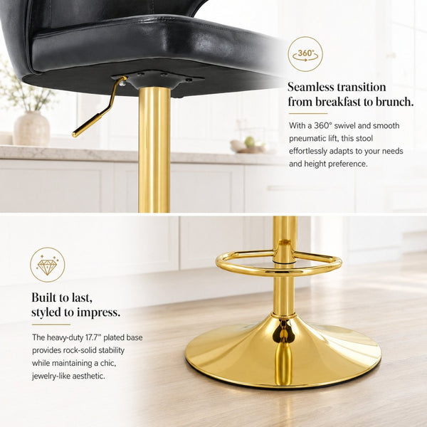 English Elm Modern Pu Leather Swivel Barstool with High Back Padded Seat for Kitchen Counter Black W2920P419844