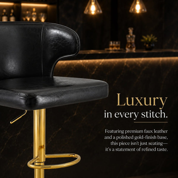 English Elm Modern Pu Leather Swivel Barstool with High Back Padded Seat for Kitchen Counter Black W2920P419844