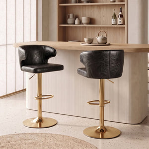 English Elm Modern Pu Leather Swivel Barstool with High Back Padded Seat for Kitchen Counter Black W2920P419844