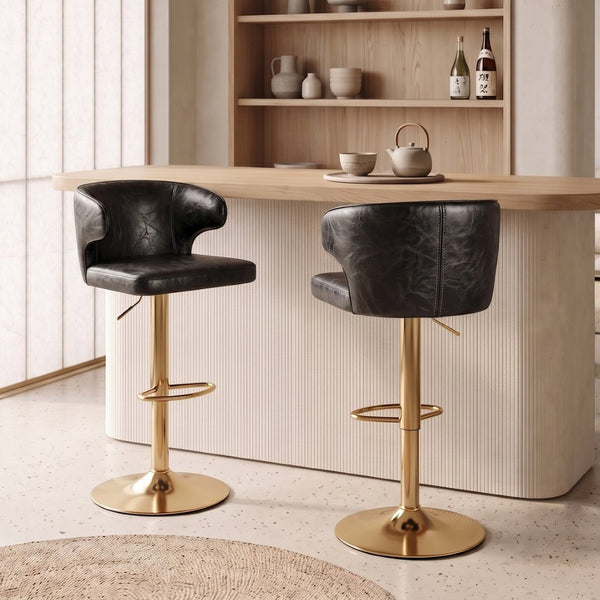 English Elm Modern Pu Leather Swivel Barstool with High Back Padded Seat for Kitchen Counter Black W2920P419844