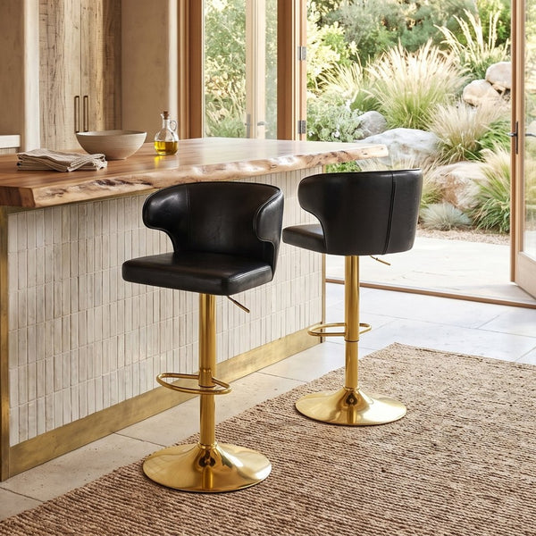 English Elm Modern Pu Leather Swivel Barstool with High Back Padded Seat for Kitchen Counter Black W2920P419844