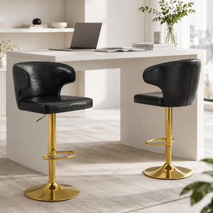 English Elm Modern Pu Leather Swivel Barstool with High Back Padded Seat for Kitchen Counter Black W2920P419844