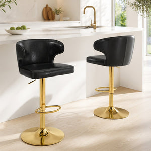 English Elm Modern Pu Leather Swivel Barstool with High Back Padded Seat for Kitchen Counter Black W2920P419844