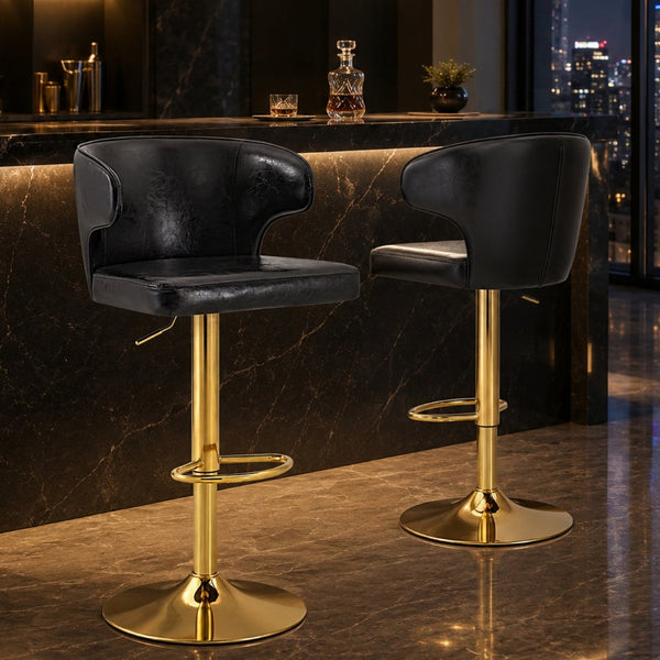 English Elm Modern Pu Leather Swivel Barstool with High Back Padded Seat for Kitchen Counter Black W2920P419844