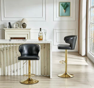 English Elm Modern Pu Leather Swivel Barstool with High Back Padded Seat for Kitchen Counter Black W2920P419844