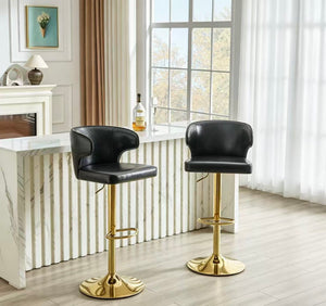 English Elm Modern Pu Leather Swivel Barstool with High Back Padded Seat for Kitchen Counter Black W2920P419844