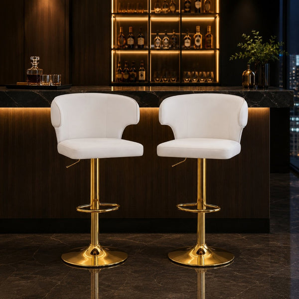 English Elm Modern Pu Leather Swivel Barstool with High Back Padded Seat for Kitchen Counter White W2920P419845