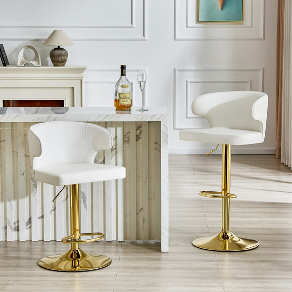English Elm Modern Pu Leather Swivel Barstool with High Back Padded Seat for Kitchen Counter White W2920P419845