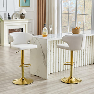 English Elm Modern Pu Leather Swivel Barstool with High Back Padded Seat for Kitchen Counter White W2920P419845