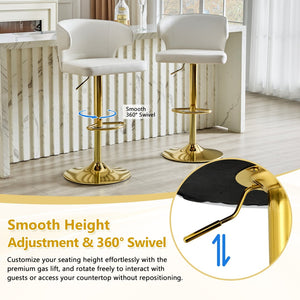 English Elm Modern Pu Leather Swivel Barstool with High Back Padded Seat for Kitchen Counter White W2920P419845