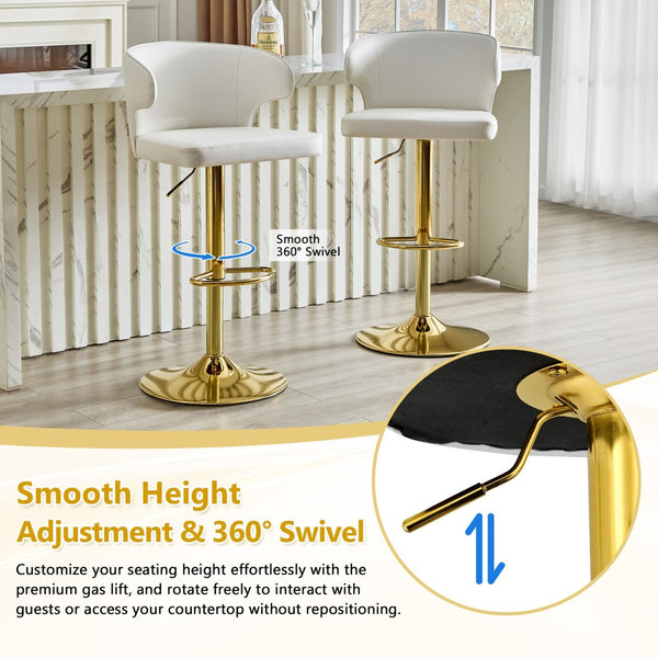 English Elm Modern Pu Leather Swivel Barstool with High Back Padded Seat for Kitchen Counter White W2920P419845