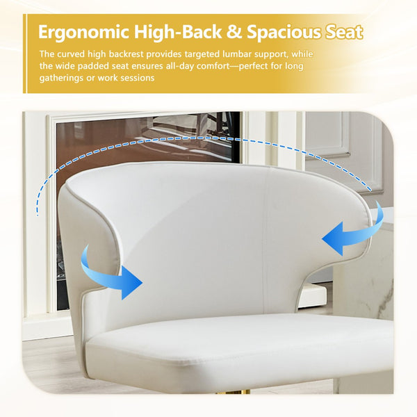 English Elm Modern Pu Leather Swivel Barstool with High Back Padded Seat for Kitchen Counter White W2920P419845