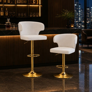 English Elm Modern Pu Leather Swivel Barstool with High Back Padded Seat for Kitchen Counter White W2920P419845