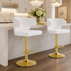 English Elm Modern Pu Leather Swivel Barstool with High Back Padded Seat for Kitchen Counter White W2920P419845