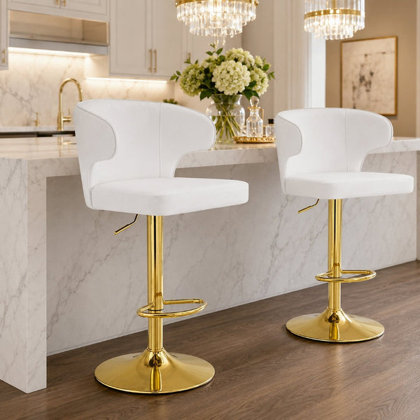 English Elm Modern Pu Leather Swivel Barstool with High Back Padded Seat for Kitchen Counter White W2920P419845