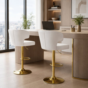 English Elm Modern Pu Leather Swivel Barstool with High Back Padded Seat for Kitchen Counter White W2920P419845