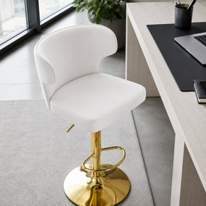 English Elm Modern Pu Leather Swivel Barstool with High Back Padded Seat for Kitchen Counter White W2920P419845