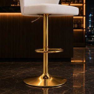 English Elm Modern Pu Leather Swivel Barstool with High Back Padded Seat for Kitchen Counter White W2920P419845