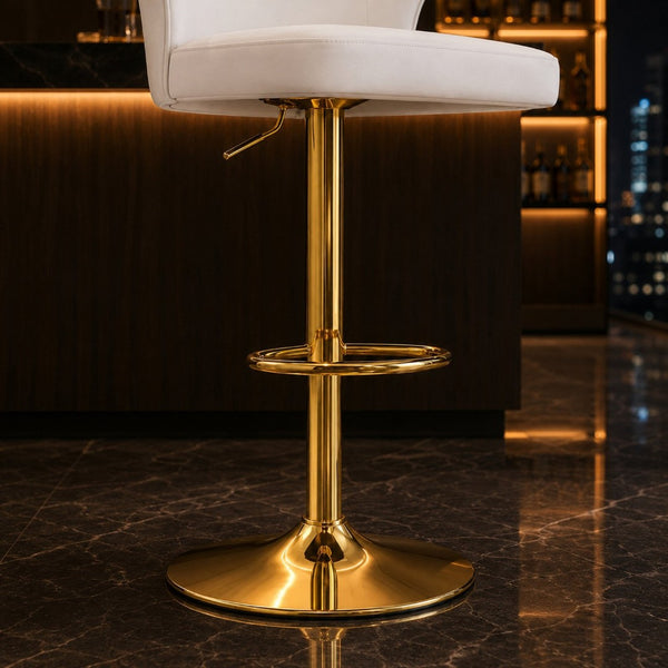 English Elm Modern Pu Leather Swivel Barstool with High Back Padded Seat for Kitchen Counter White W2920P419845