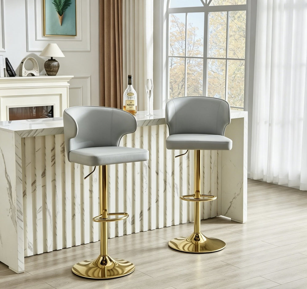 English Elm Modern Pu Leather Swivel Barstool with High Back Padded Seat for Kitchen Counter Grey W2920P419846
