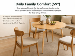 English Elm 3-in-1 Expandable Round Oval Dining Table Hardwood Legs Wood Grain Veneer Seats 8 W2920P420922