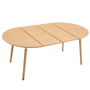 English Elm 3-in-1 Expandable Round Oval Dining Table Hardwood Legs Wood Grain Veneer Seats 8 W2920P420922