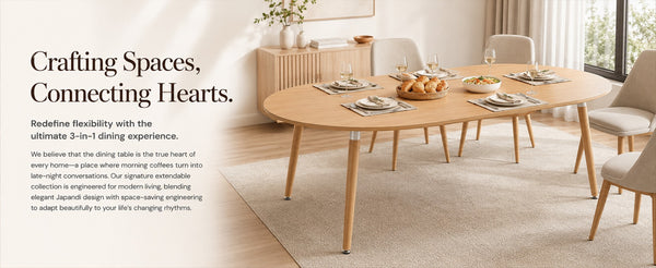 English Elm 3-in-1 Expandable Round Oval Dining Table Hardwood Legs Wood Grain Veneer Seats 8 W2920P420922