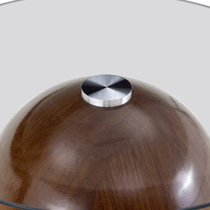 English Elm Nesting Coffee Tables Set of 2 Round Tempered Glass Tops Walnut Steel Base Modern W2920P438804