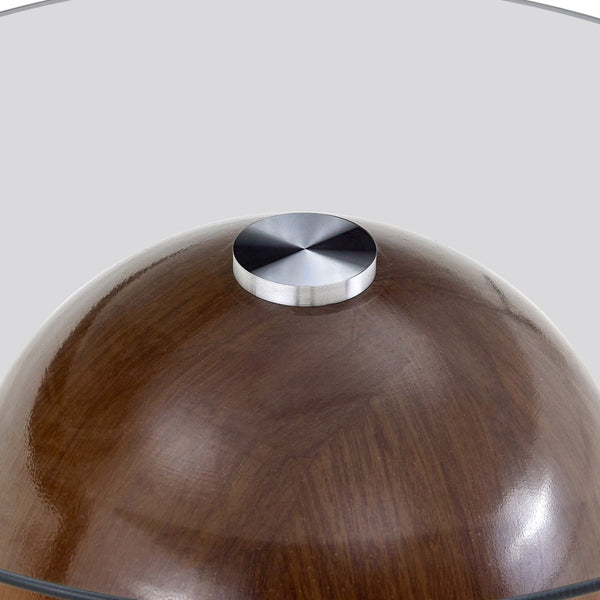 English Elm Nesting Coffee Tables Set of 2 Round Tempered Glass Tops Walnut Steel Base Modern W2920P438804