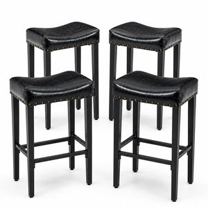 English Elm Bar Stools Set of 2 Saddle Seat Oil Wax Leather Counter Height Kitchen Island W2920P440002