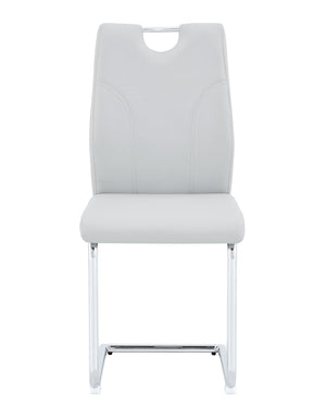 English Elm Modern Faux Leather Cantilever Dining Chairs Set of 2 with Chrome Base and High Back W2920P454714