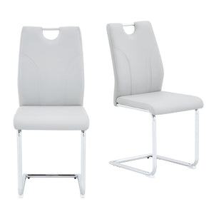 English Elm Modern Faux Leather Cantilever Dining Chairs Set of 2 with Chrome Base and High Back W2920P454714