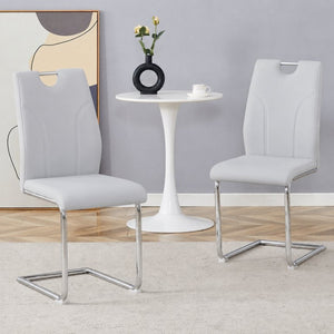 English Elm Modern Faux Leather Cantilever Dining Chairs Set of 2 with Chrome Base and High Back W2920P454714